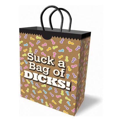 Little Genie Suck A Bag of Dicks Gift Bag - Multi-color Mini Dicks, Beige and Black Trim - Perfect for Adult Gags and Novelty Gifts