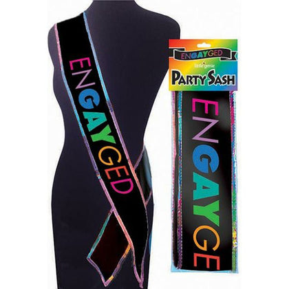 Little Genie Engayged Sash Black O-S - Rainbow Trimmed Party Sash for Alluring Celebrations