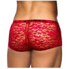 Male Power Underwear Stretch Lace Mini Shorts - Model LRG-001 - Red (Size Large) - Adult Naughty Store