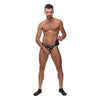 Male Power Cock Pit Fishnet Cock Ring Jock Strap Black L/XL - Men's Breathable Micro Mesh Lingerie, Waist 36-42 Inches - Adult Naughty Store