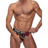 Male Power Cock Pit Fishnet Cock Ring Jock Strap L/XL - Burgundy, Breathable Micro Mesh, Passion Emergency Snap-Off Pouch, Window Pane Design, Waist 36-42 inches - Adult Naughty Store