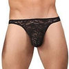 Male Power Bong Thong Stretch Lace Black L/XL - Alluring Floral Lace Underwear for Men - Adult Naughty Store