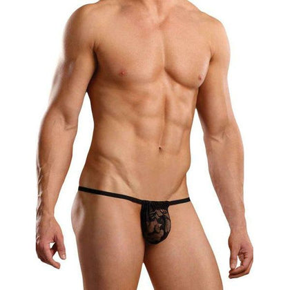 Male Power Stretch Lace Posing Strap - Black, One Size Fits Most, Model MP-LS-001, Men's Erotic Underwear - Adult Naughty Store