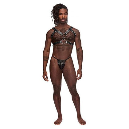 Male Power Leather Collection Gemini Leather Harness Black O/S - Unleash Your Desires with this Sensational Leather Harness - Adult Naughty Store