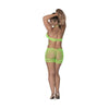 Magic Silk Lingerie Seamless Crotchless Romper Lime Green O/S - Sensual Open Back Halter Strap Intimate Apparel for Women, Naughty Role Play - Size: One Size