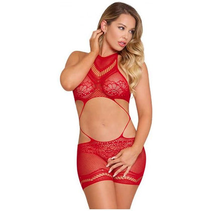 Seamless Crotchless Romper Red O-s