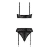 Exposed Ooh La Lace Demi Bra Garter & Tanga Black 2XL - Sensual Women's Lingerie Set for Alluring Intimate Moments