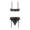 Exposed Ooh La Lace Demi Bra Garter & Tanga Black 2XL - Sensual Women's Lingerie Set for Alluring Intimate Moments - Adult Naughty Store