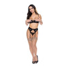 Exposed Ooh La Lace Demi Bra Garter & Tanga Black 2XL - Sensual Women's Lingerie Set for Alluring Intimate Moments