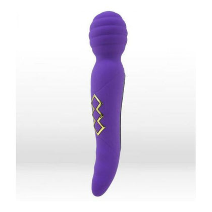 Introducing the SensaPleasure Twistty Rechargeable Dual Vibrating Wand - Model T2P, for Mind-Blowing Pleasure, in Neon Purple.