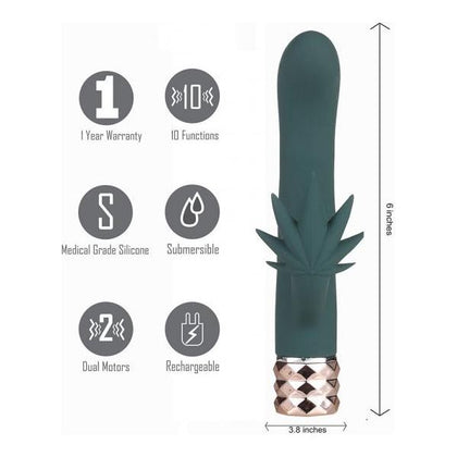 Maia Toys Kusha 10 Function Rechargeable Silicone Cannabis Rabbit Vibrator - Model KR-10, Female, Clitoral and G-Spot Stimulation, Gray