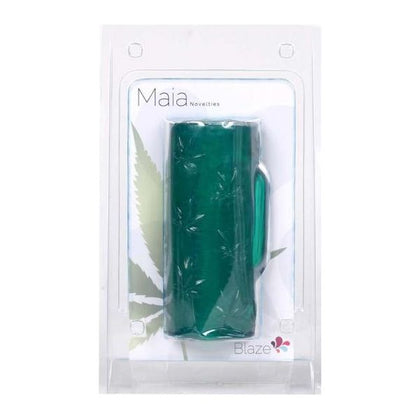 Maia Toys Blaze Cannabis Green Stroker W- Rechargeable Bullet Vibrator - Male Masturbator for Intense Pleasure - 10 Function Jessi Rechargeable Bullet - Waterproof - Submersible - 6 Inches - TPE - 1 Year Warranty