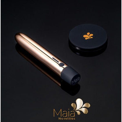 Maia Toys Gold Selina Q1 Charger Bullet Vibrator - Wireless Rechargeable Metallic Pleasure Device for Women - 25 Speeds of Pulsating Vibrations - Waterproof - 6 inches - Gold - Adult Naughty Store