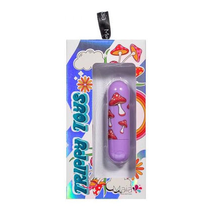 Maia Toys Lucy Trippy Long Rechargeable Bullet Vibrator - Model LT-2023 - Women's Silky Silicone Pleasure - Mushroom Print Design - Purple - Adult Naughty Store