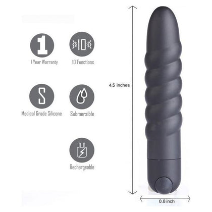 Maia Toys Lola Rechargeable Twisty Bullet Vibrator - Model LR-10 - Black - For Sensational Pleasure - Adult Naughty Store