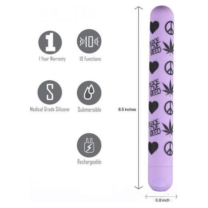 Maia Toys Unity 420 Long Rechargeable Bullet Vibrator - Powerful 10 Function Violet Personal Massager for Women - Intense Pleasure for Clitoral Stimulation - Adult Naughty Store