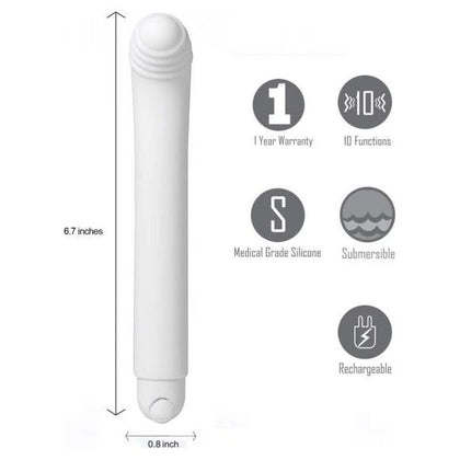 Maia Toys Misty Long Rechargeable Bullet Vibrator - Model MLRB-001 - For Women - G-Spot Stimulation - White - Adult Naughty Store