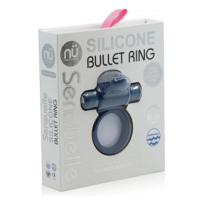 Sensuelle Silicone Bullet Ring Navy Blue - Powerful Vibrating Cock Ring for Men - Model SN-BR-001 - Waterproof - USB Rechargeable