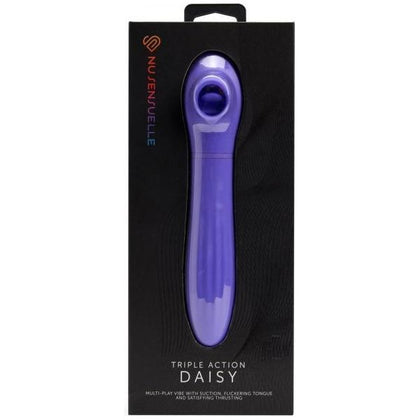 Nu Sensuelle Sensuelle Triple Action Daisy Ultra Violet: Thrusting Clitoral Stimulator 2024 Women's Suction Flickering Tongue Toy - Purple