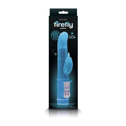 Firefly Jessica Blue Glow-in-the-Dark Thrusting Rabbit Vibrator for Women - Intense Pleasure in Vibrant Blue