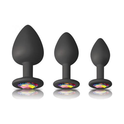 NS Novelties Glams Spades Trainer Kit Black - Silicone Anal Plug Set for All Genders and Pleasure Exploration