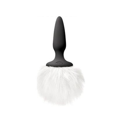 NS Novelties Bunny Tails Mini Black White Fur Silicone Butt Plug - Model BTM-BW-001 - Unisex Anal Pleasure - Captivating Contrast of Black and White - Adult Naughty Store