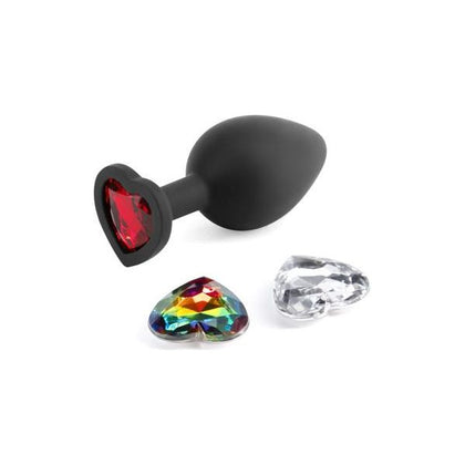 Glams Xchange Heart Gem Stone Medium Plug - NS Novelties NSN-0514-13 - Unisex Anal Pleasure Toy - Diamond Clear, Ruby Red, Rainbow - Adult Naughty Store