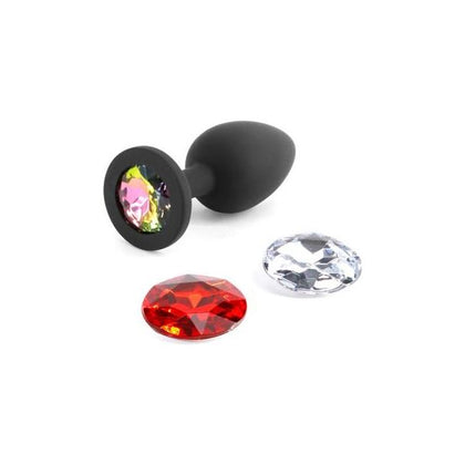 Glams Xchange Round Small Butt Plug - NS Novelties NSN-0514-33 - Unisex Anal Pleasure - Interchangeable Gemstones - Diamond, Ruby, Rainbow - Premium Silicone - Small Size - Adult Naughty Store