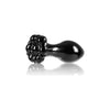 NS Novelties Crystal Flower Black Glass Anal Plug - Model NSN-0718-03 - Unisex Pleasure - Sleek Black - Adult Naughty Store