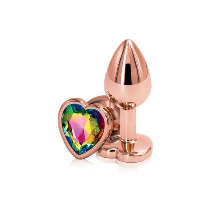 NS Novelties Rear Assets Rose Gold Heart Small Rainbow Butt Plug - Model RA-001 - Unisex Anal Pleasure Toy - Adult Naughty Store