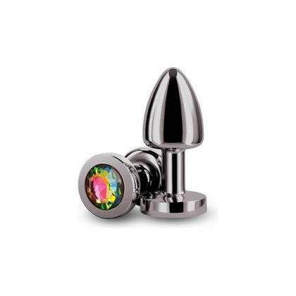 NS Novelties Rear Assets Petite Gunmetal Rainbow Aluminum Butt Plug for Sensual Pleasure - Model NSN-0966-39 - All Genders, Anal Play, Vibrant Color - Adult Naughty Store