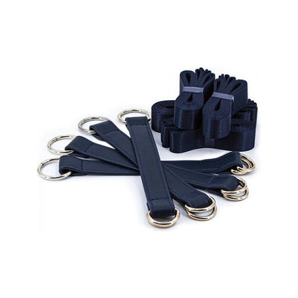 Bondage Couture Tie Down Straps Blue - Premium Polyurethane PU Leather BDSM Restraints for Sensual Pleasure - Model BC-TDS-001 - Unisex - Full Body Immobilization - Captivating Cobalt Blue