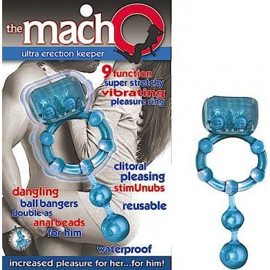 Macho Ultra Erection Keeper Blue Cock Ring - Model X123 - For Men - Intense Erection Enhancement and Dual Stimulation - Blue - Adult Naughty Store