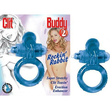 Introducing the Blue Clit Buddy 2 Vibrating Bunny Ears Cockring - The Ultimate Pleasure Experience for Her - Adult Naughty Store