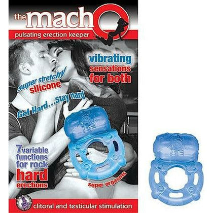 Mach Pulsating Erection Keeper Blue - Silicone Vibrating Cock Ring with 7 Functions for Men's Pleasure - Adult Naughty Store