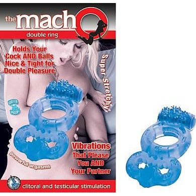 Macho Double Ring Blue - Vibrating Cockring for Intense Pleasure and Stimulation of Cock and Balls - Adult Naughty Store