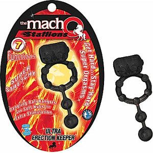 Macho Ultra Erection Keeper - Powerful Vibrating Erection Ring for Men - Model MU-200 - Enhances Stamina and Pleasure - Waterproof - Phthalate-Free - Black - Adult Naughty Store