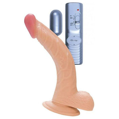 All American Whopper 8-Inch Curved Vibrating Dong with Balls - Realistic Skin Tone - Model AAW-8CVDB - Adult Naughty Store