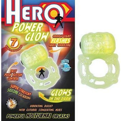 Hero Power Glow In The Dark Cockring - Vibrating Silicone Pleasure Ring for Men - Model HPGR-7X - Orange Glow - Enhance Intimacy and Pleasure