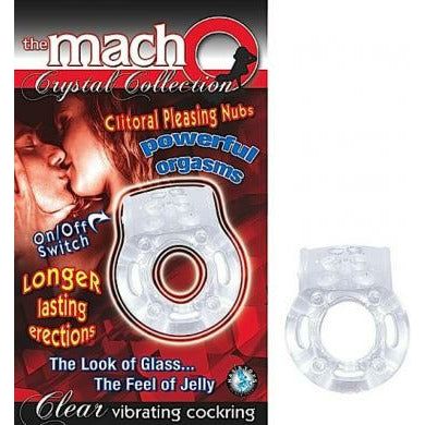 Nasstoys Macho Crystal Vibrating Cock Ring - Model MCVR-001 - Male Pleasure Enhancer - Clear