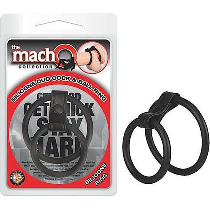 Macho Silicone Duo Cock & Ball Ring - Enhancing Pleasure and Performance for Men - Model MS-420 - Black - Adult Naughty Store