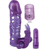 Introducing the SensaPleasure Clit Tickler Penis Extender Vibrating Sleeve Purple - Model ST-500XG - For Enhanced Pleasure and Intense Stimulation - Adult Naughty Store