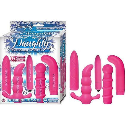 Nasstoys of New York Naughty Explorer Kit Pink - 5 Speed Bullet Vibrator with 4 Interchangeable Sleeves for Sensual Pleasure - Adult Naughty Store