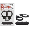 Nasstoys Sinful Metal Cuffs with Love Rope Black - Model 118.11: Iron Handcuffs with Soft Cotton Rope for Couples' Bondage Play - Adult Naughty Store