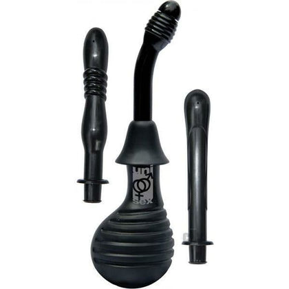 Introducing the Big Douche W-3 Unique Attachments Black: The Ultimate Unisex Pleasure Tool for Anal and Vaginal Stimulation - Adult Naughty Store