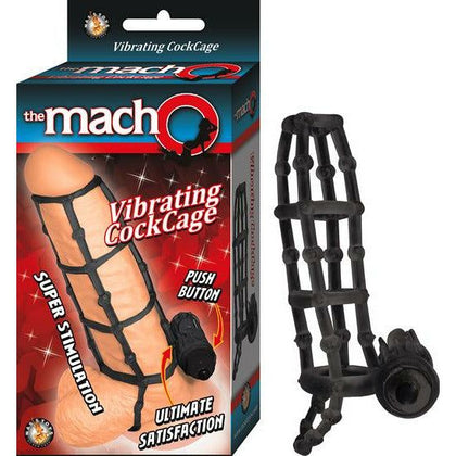 Macho Vibrating Cock Cage Black - The Ultimate Clitoral Teaser Satisfaction for Men