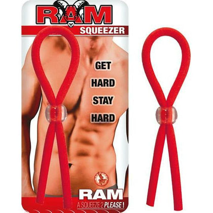 Ram Squeezer Red Cock Ring - Adjustable Lasso Style Penis Enhancer for Men - Model RS-5 - Waterproof - Phthalate-Free - Red