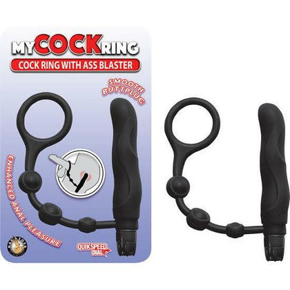 Introducing the SensaDex™ Prostate Pleasure Cockring with Ass Blaster Black - Model SDB-2719: Ultimate Pleasure for Him