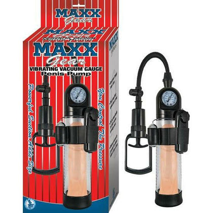 Maxx Gear Vibrating Vacuum Gauge Penis Pump - Model VX-5000: Male Enhancement and Pleasure Device in Clear - Adult Naughty Store