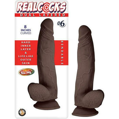 Nasstoys Realcocks Dual Layered #6 Dark Realistic Dildo for Men, Lifelike Bendable Toy for Intense Pleasure, Dark Brown - Adult Naughty Store